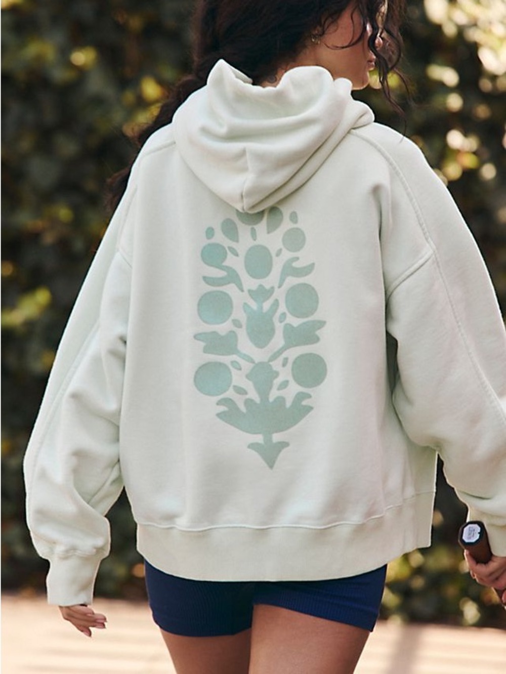 NWOT Free People FP Movement A Cut Above Flocked Buti Logo Hoodie Size XL